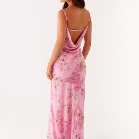 Peppermayo Dresses & Skirts - NWT Peppermayo Orlando Maxi Dress Pink Floral Cowl Neck Slip Dress Size 4